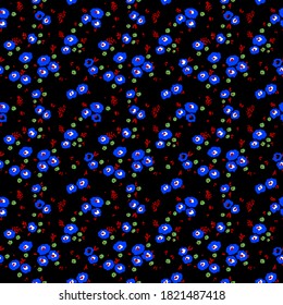 Fondo aislado de las flores de Ditsy de dibujo manual y hojas de vectores repetitivos