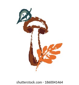 Dibujar a mano elementos abstractos de la temporada de otoño. Colores cálidos, composiciones elegantes de hojas, setas, conos, bayas. Ambiente otoñal, otoño acogedor y diseño mínimo. Ilustración del vector