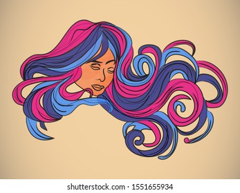  Hand Drawing Abstract Face.  Portrait. Minimalist Portrait. Contour Face Wall Art Design. Vector EPS 10.