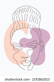 Hand drawing abstract female portrait line art isolated on white background. Modern vector illustration