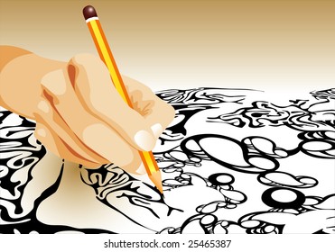 Hand drawing abstract figure