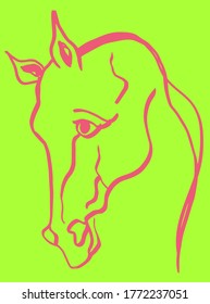 Hand Drawing Abstract Horse Head Portrait Logo Icon Vector Pattern Isolated Background