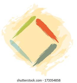 Hand drawing abstract illustration with color square sign
