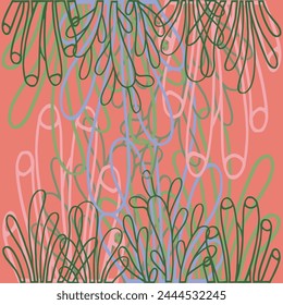 Hand drawing of abstract leaf illustration background pattern and border ftrame vector