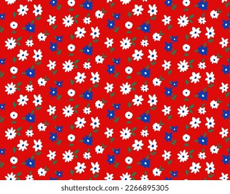 Abstracto de dibujo manual Mini Flores y hojas patrón vectorial repetitivo fondo aislado