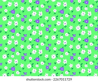 Abstracto de dibujo manual Mini Flores y hojas patrón vectorial repetitivo fondo aislado