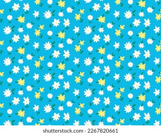 Abstracto de dibujo manual Mini Flores y hojas patrón vectorial repetitivo fondo aislado