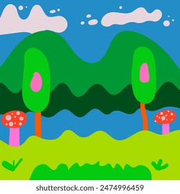Hand Drawing Abstract Nature Background