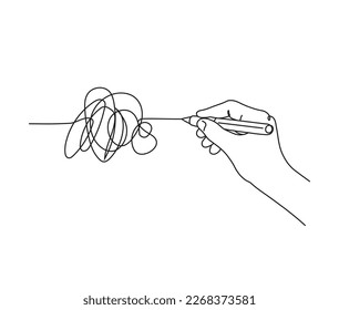 Hand drawing abstract outline with scribble line line drawing illustration. Confused line hand drawn.