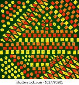 Hand drawing of abstract pattern with geometric shape, triangle, circle, square. Vector