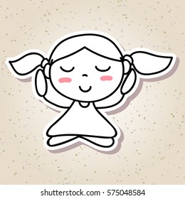 hand drawing abstract people happy kid happiness meditation concept illustration vector eps10