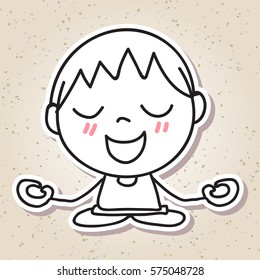 hand drawing abstract people happy kid happiness meditation concept illustration vector eps10