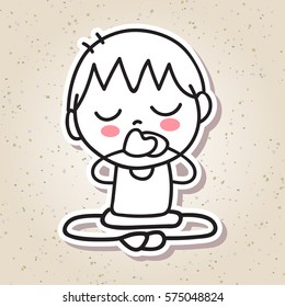 hand drawing abstract people happy kid happiness meditation concept illustration vector eps10