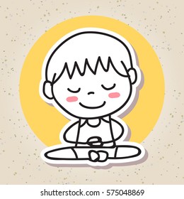 hand drawing abstract people happy kid happiness meditation concept illustration vector eps10