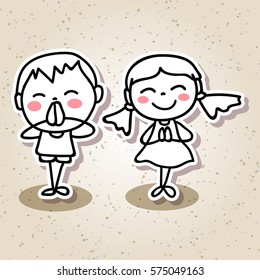 hand drawing abstract people happy kids happiness concept illustration vector eps10