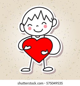 hand drawing abstract people happy kid happiness and love concept for valentineâ??s day illustration vector eps10