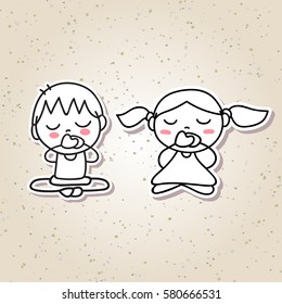 hand drawing abstract people happy kids happiness meditation concept illustration vector eps10