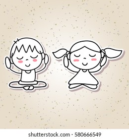 hand drawing abstract people happy kids happiness meditation concept illustration vector eps10