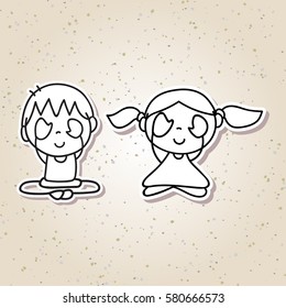 hand drawing abstract people happy kids happiness meditation concept illustration vector eps10
