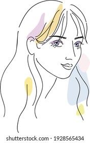 Hand drawing abstract portrait of  beautiful  young woman.