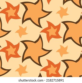 Hand Drawing Abstract Random Curly Stars Seamless Vector Pattern Isolated Background