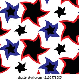 Hand Drawing Abstract Random Curly Stars Seamless Vector Pattern Isolated Background