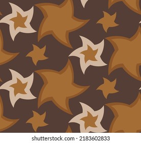 Hand Drawing Abstract Random Curly Stars Seamless Vector Pattern Isolated Background
