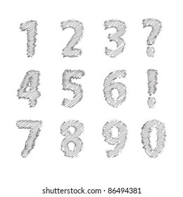 hand drawing abstract set of numbers