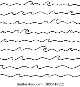 Hand drawing Abstract texture. Seamless pattern with waves of the sea.