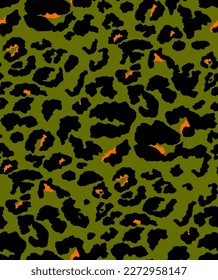 Hand Drawing Abstract Three Colors Furry Cheetah Leopard Leather Animal Skin Geometric Shapes Repeating Vector Pattern Isolated Background
