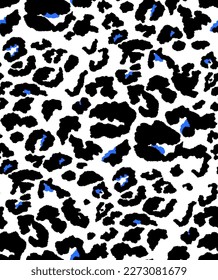 Hand Drawing Abstract Three Colors Furry Cheetah Leopard Leather Animal Skin Geometric Shapes Repeating Vector Pattern Isolated Background