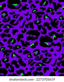 Hand Drawing Abstract Three Colors Furry Cheetah Leopard Leather Animal Skin Geometric Shapes Repeating Vector Pattern Isolated Background