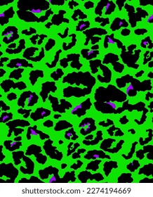 Hand Drawing Abstract Three Colors Furry Cheetah Leopard Leather Animal Skin Geometric Shapes Repeating Vector Pattern Isolated Background