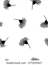 Resumen De Dibujo Mano Dos Colores Flores Exóticas Tropicales Patrón Vector Repetido Fondo Aislado