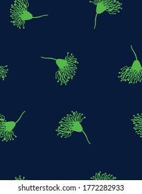 Hand Drawing Abstract Two Colors Tropical Exotic Flowers Repeating Vector Pattern Isolated Background