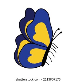Hand drawing adorable cute butterfly animal species Morpho didius. vector illustration