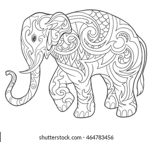 Elephant coloring pages Images, Stock Photos & Vectors | Shutterstock