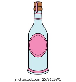 Hand Drawing of Alcohol Bottle with Classic and Elegant Details