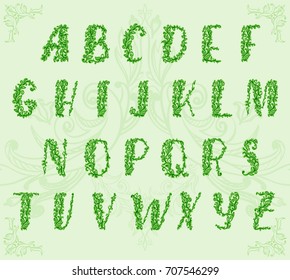 Hand drawing Alphabet With Floral curls.