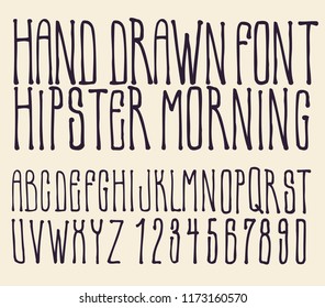 Hand drawing alphabet Hipster Morning. vector illustration.