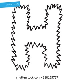 Hand drawing alphabet letter H in vector design