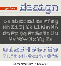 Hand drawing alphabet, set of  letters, numbers and symbols