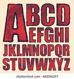 Hand Drawing Alphabet. Typography Collection. Vector Illustration.