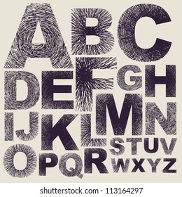 Hand drawing alphabet. Vector