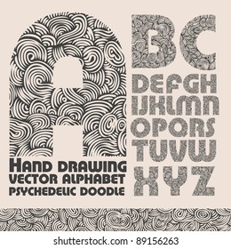 Hand drawing alphabet. Vector