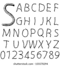 Hand drawing alphabet vector illustration set in black ink