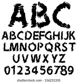 Hand drawing alphabet vector illustration set in black ink