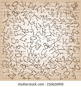 Hand drawing alphabet. Vector illustration.