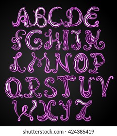  Handzeichnung Alphabet, Vektorgrafik.