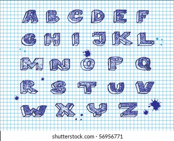 Hand drawing alphabet-vector